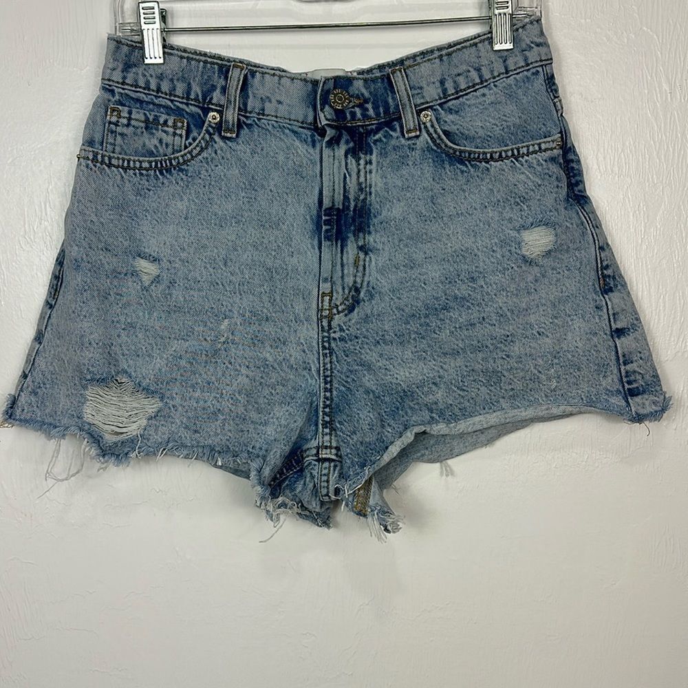 BDG High Waisted Acid Wash Distressed Denim Shorts Size 29